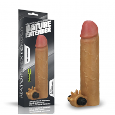 Реалистичная насадка на пенис с вибропулей Nature Extender Flesh (19 см)